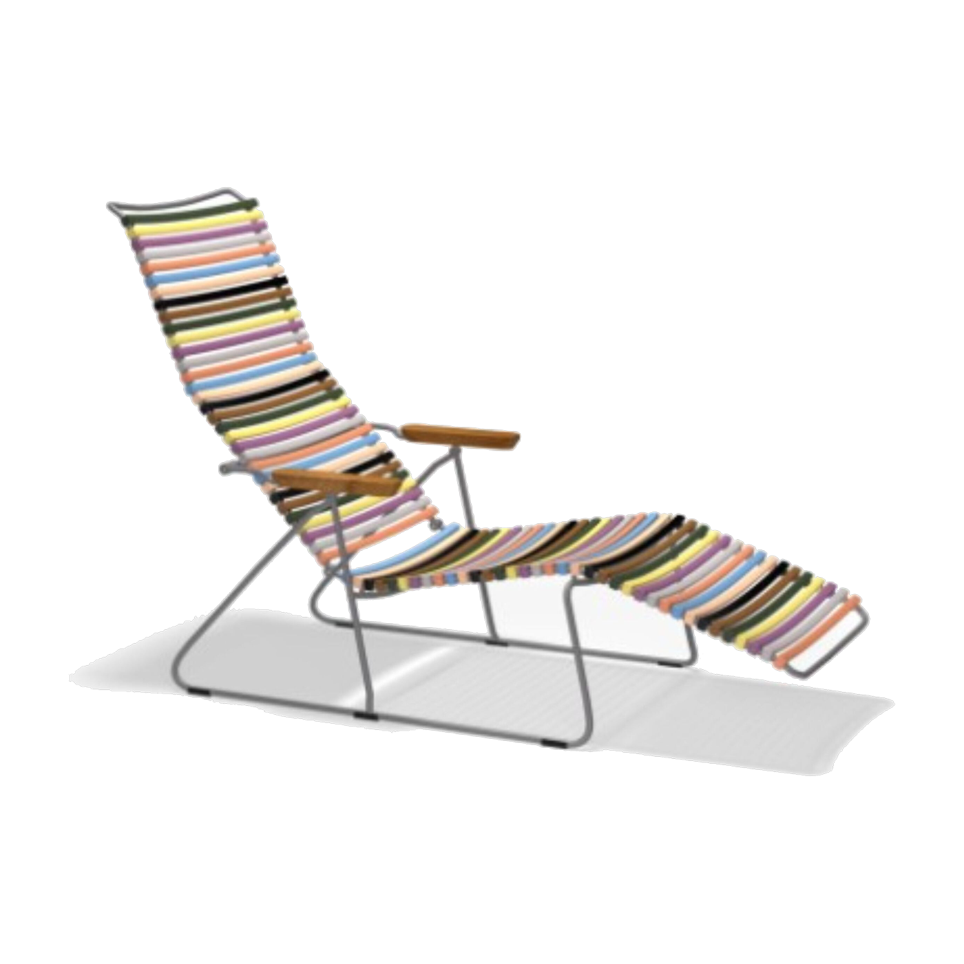Chaise lounge in acciaio e lamelle di plastica multicolore 1 60x145x32cm - Houe