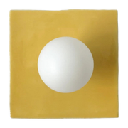 Yellow ceramic square wall sconce 20cm Globe Tile - Carré Coco