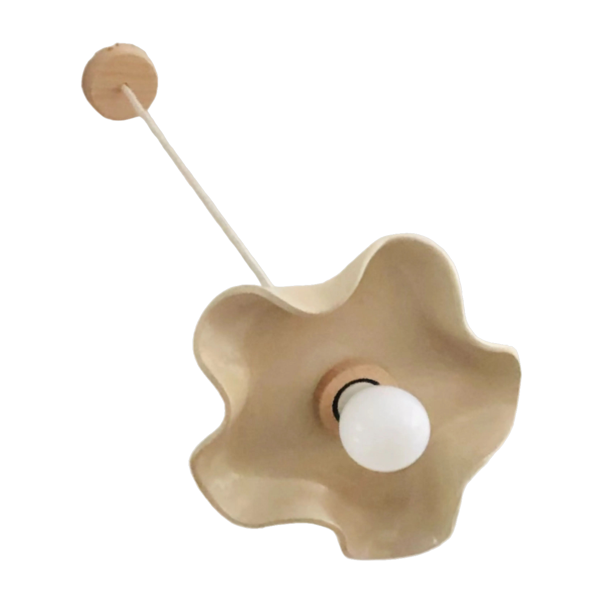 Lampada a sospensione in ceramica di sabbia e legno 26x20x12cm Jelly - Carré Coco