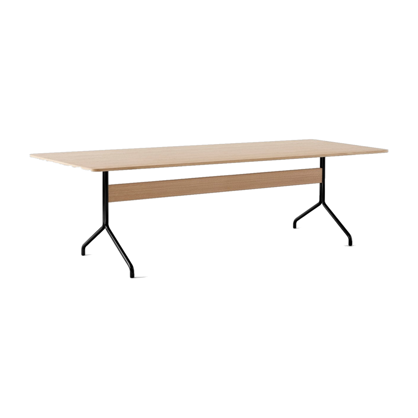 Pavilion Dining Table AV24, Clear Laquered Oak/Black Frame, 250x110 cm