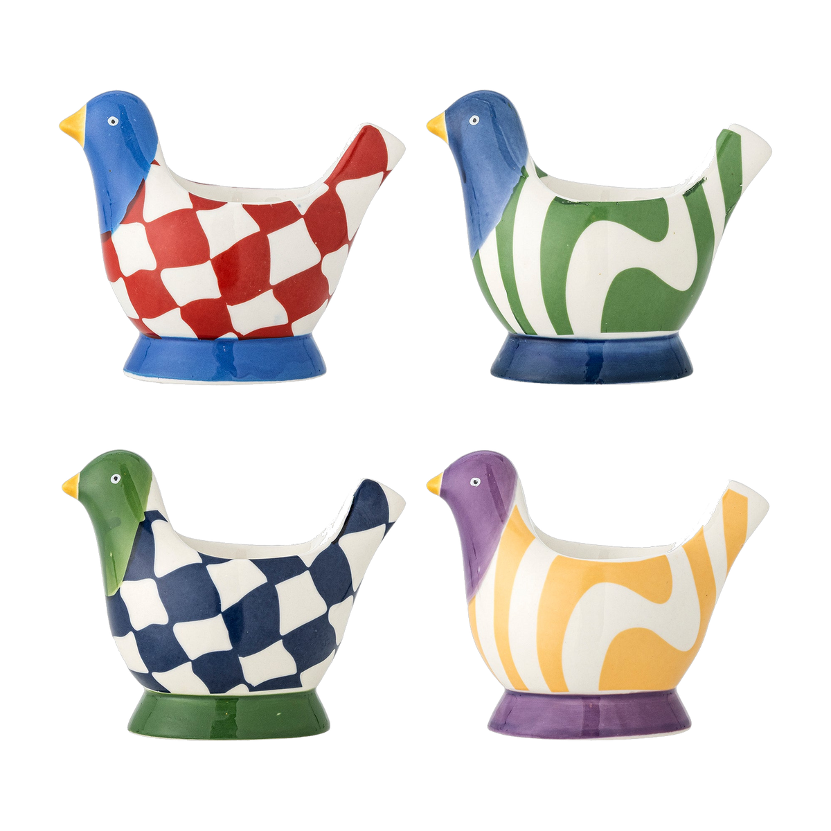 4 Eierbecher aus mehrfarbigem Steingut 8 x 8 cm Birdy - Bloomingville