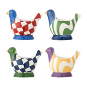 4 Coquetiers en grès multicolore 8 x 8 cm Birdy - Bloomingville