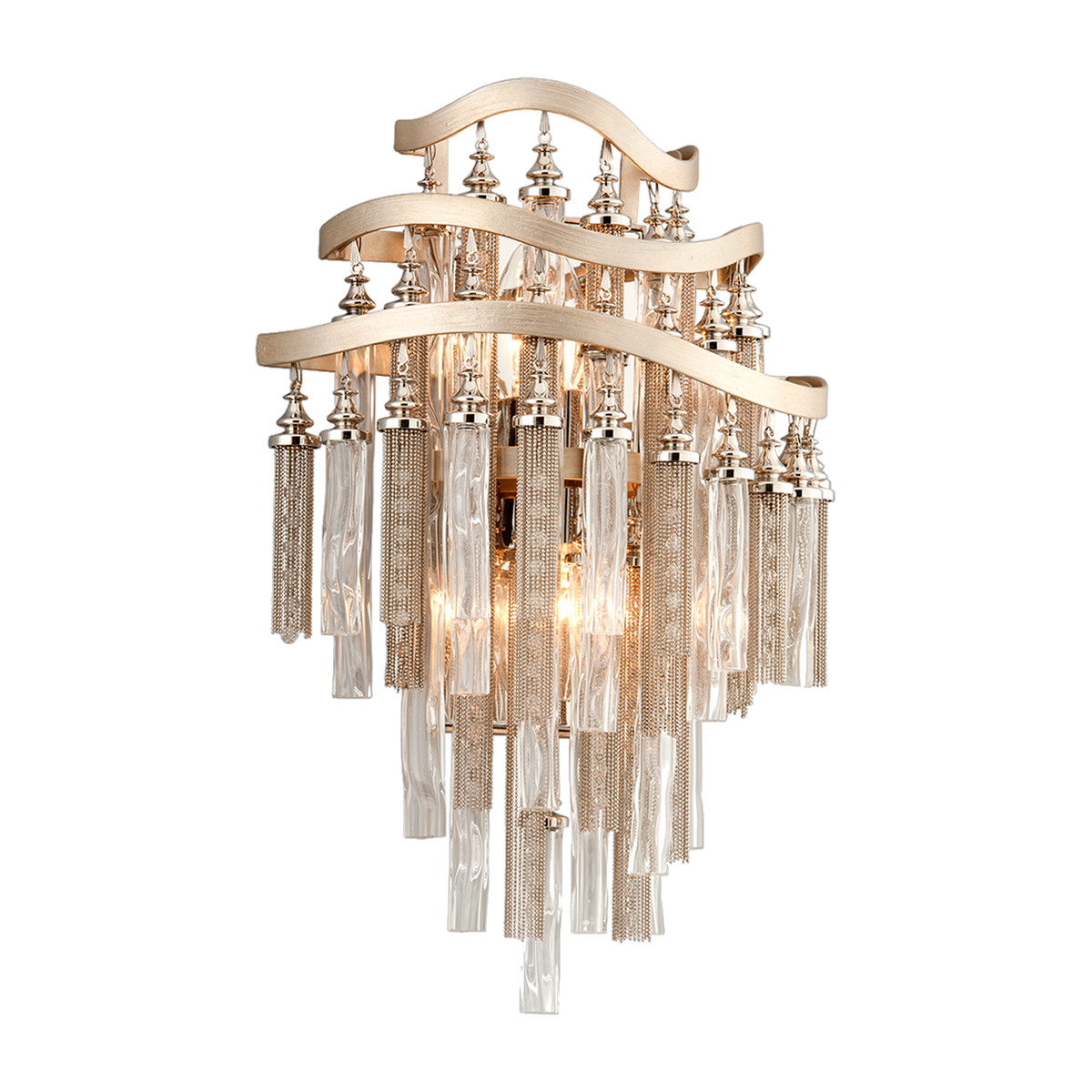Applique murale en fer feuille d'argent chaude 32x45cm Chimera - Corbett Lighting