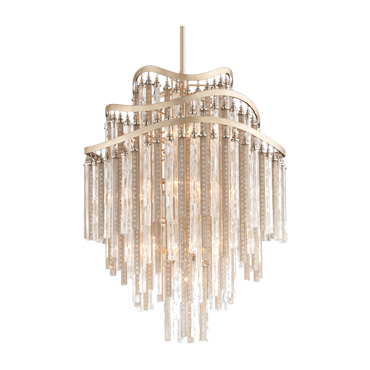 Suspension en fer feuille d'argent chaude 93cm Chimera - Corbett Lighting