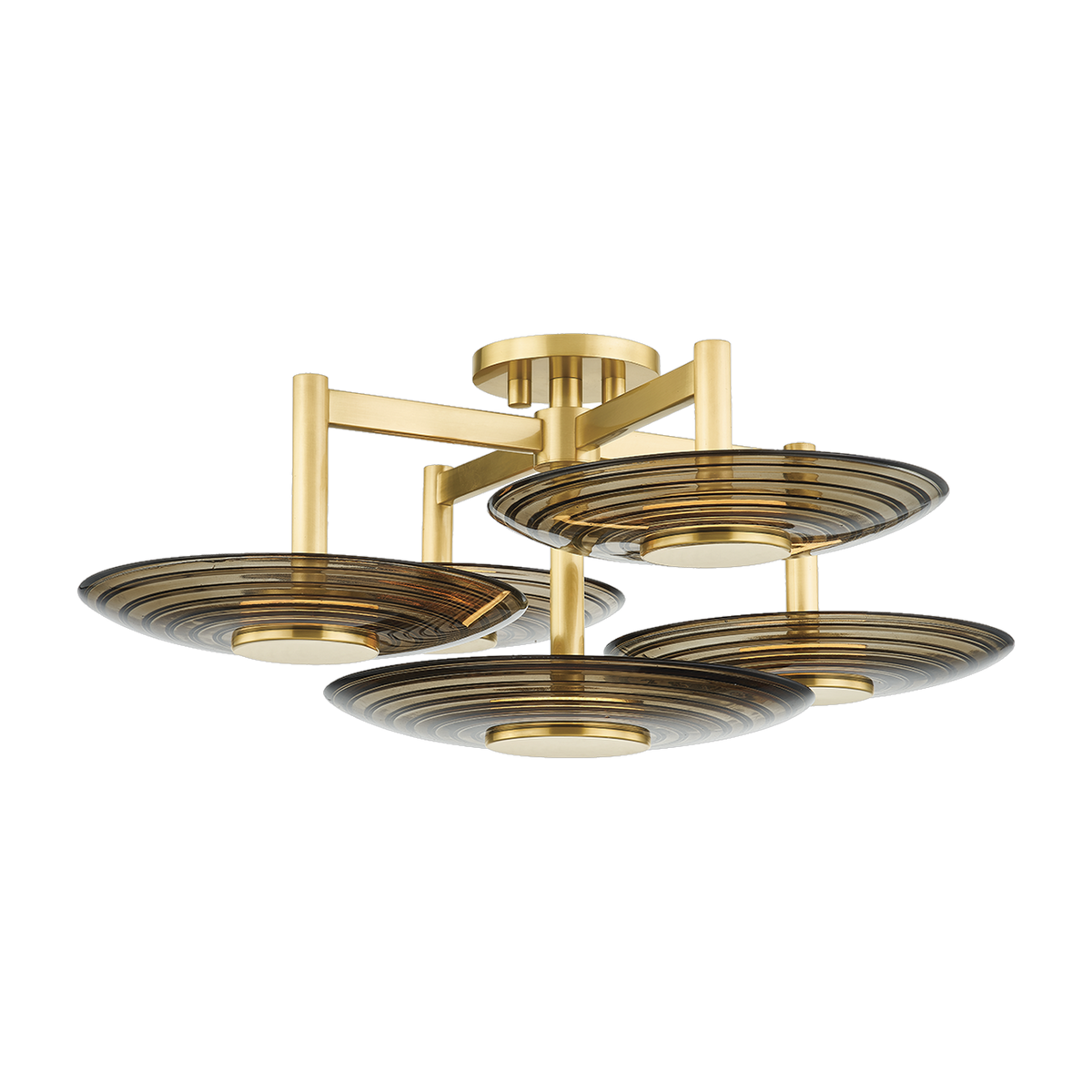 Halbeinbau-Deckenleuchte aus Stahl Altmessing 71x28cm Griston - Hudson Valley Lighting