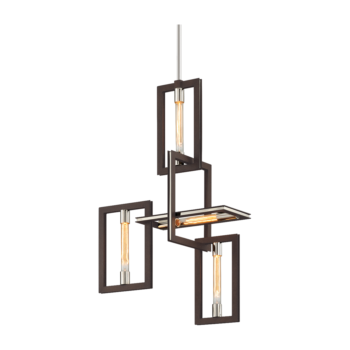 Suspension en fer bronze texturé et acier inoxydable 60x29x97cm Enigma - Troy Lighting