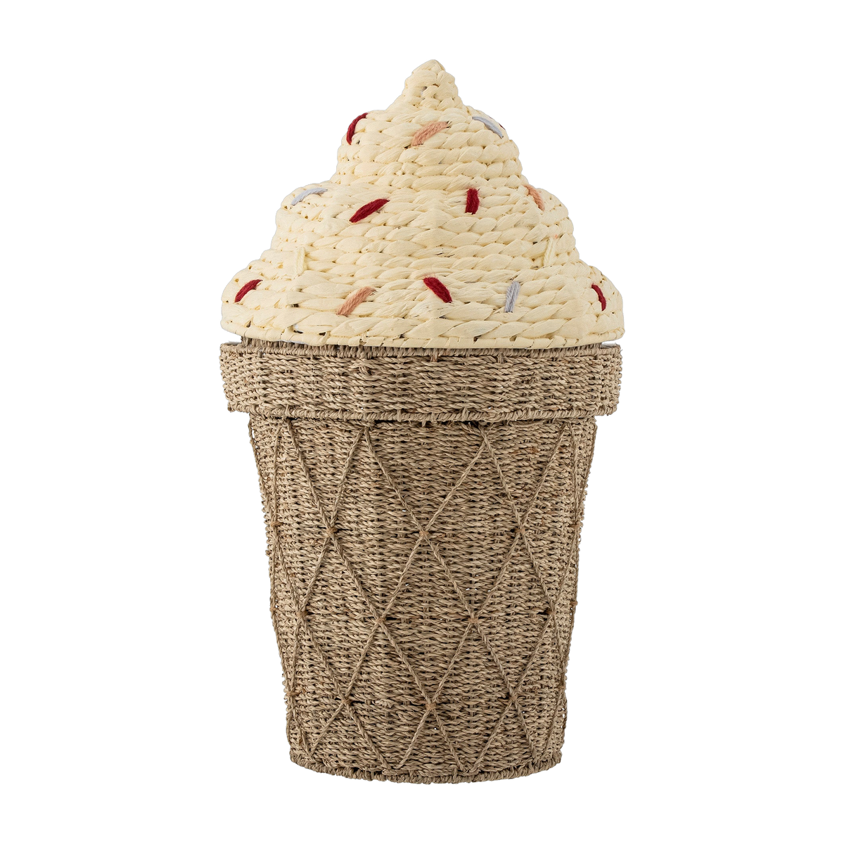 Basket with lid in natural seagrass 40 x 72cm Cillie - Bloomingville Mini