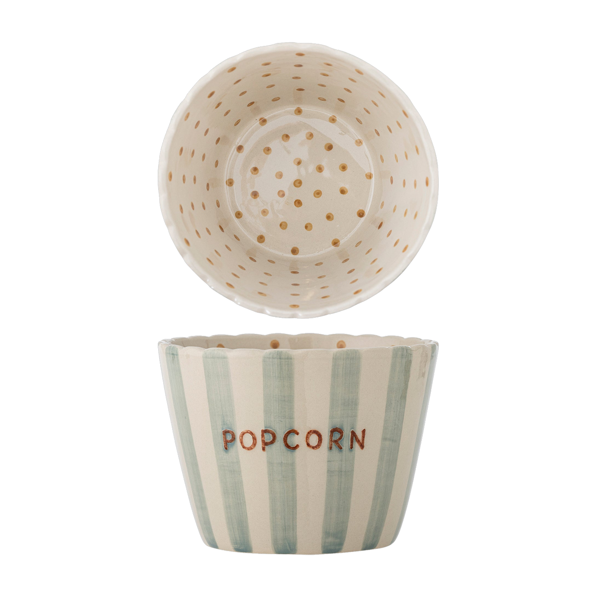 Cuenco para palomitas de barro con rayas 17,5x13,5 cm 1900 ml Chip - Bloomingville