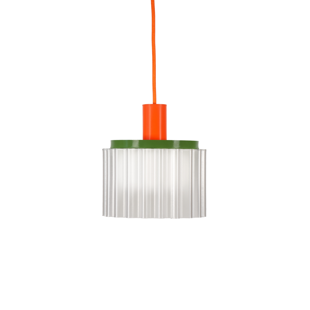 Suspension en plastiques 3D recyclés avec son câble orange 18x19cm Gigi n°2 - Warren et laetitia