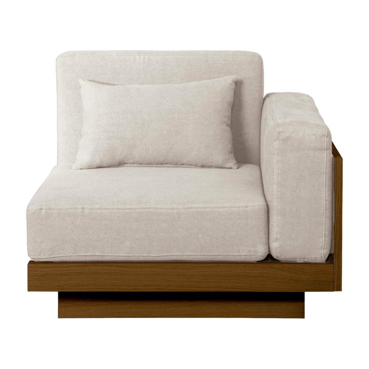 Grand armrest module in Iroko with cream fabric cover Georges - Gabrielle Paris - The Cool Republic