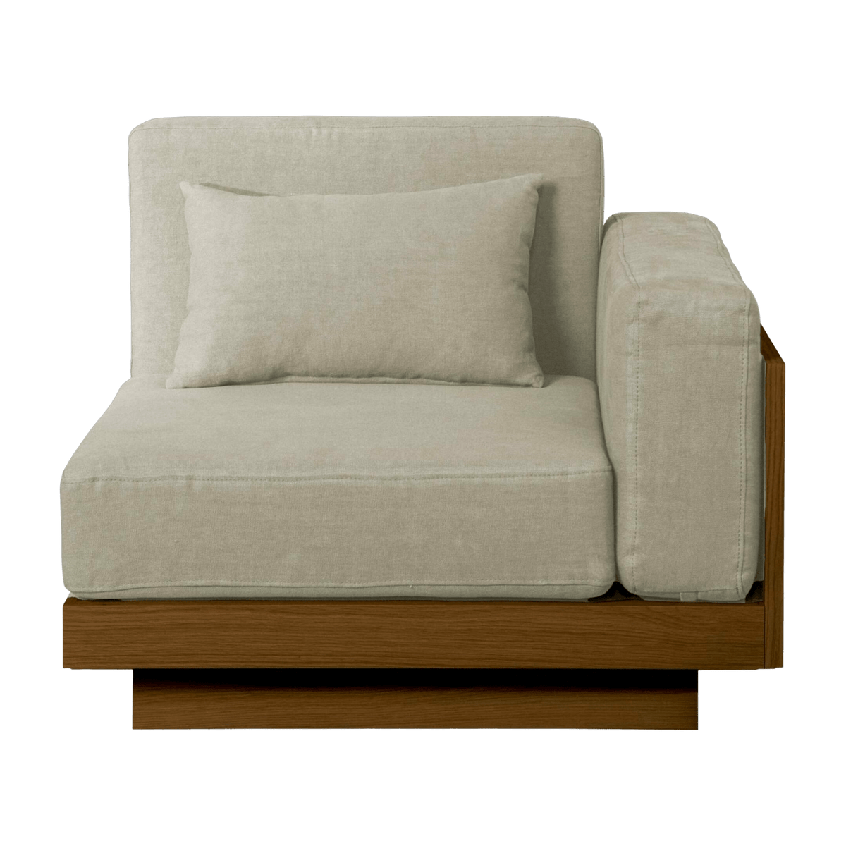 Grand module with outdoor armrest in Iroko and natural fabric Georges - Gabrielle Paris - The Cool Republic