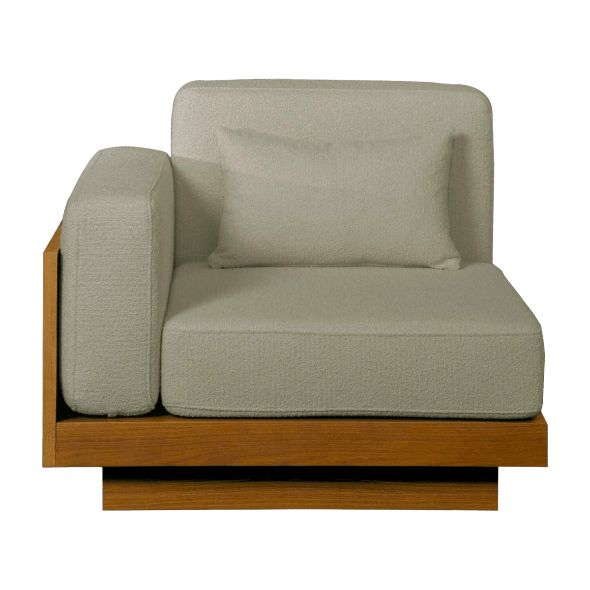 Grand outdoor module with armrest in Iroko and natural curl Georges - Gabrielle Paris - The Cool Republic