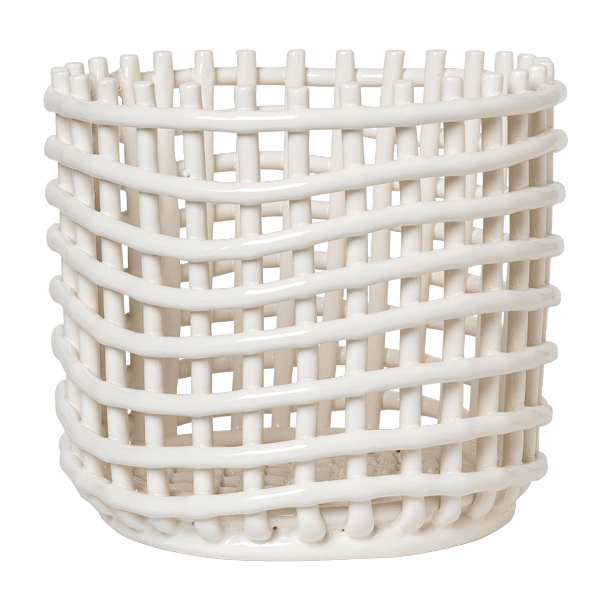 Grand panier blanc en céramique - Ferm Living - The Cool Republic