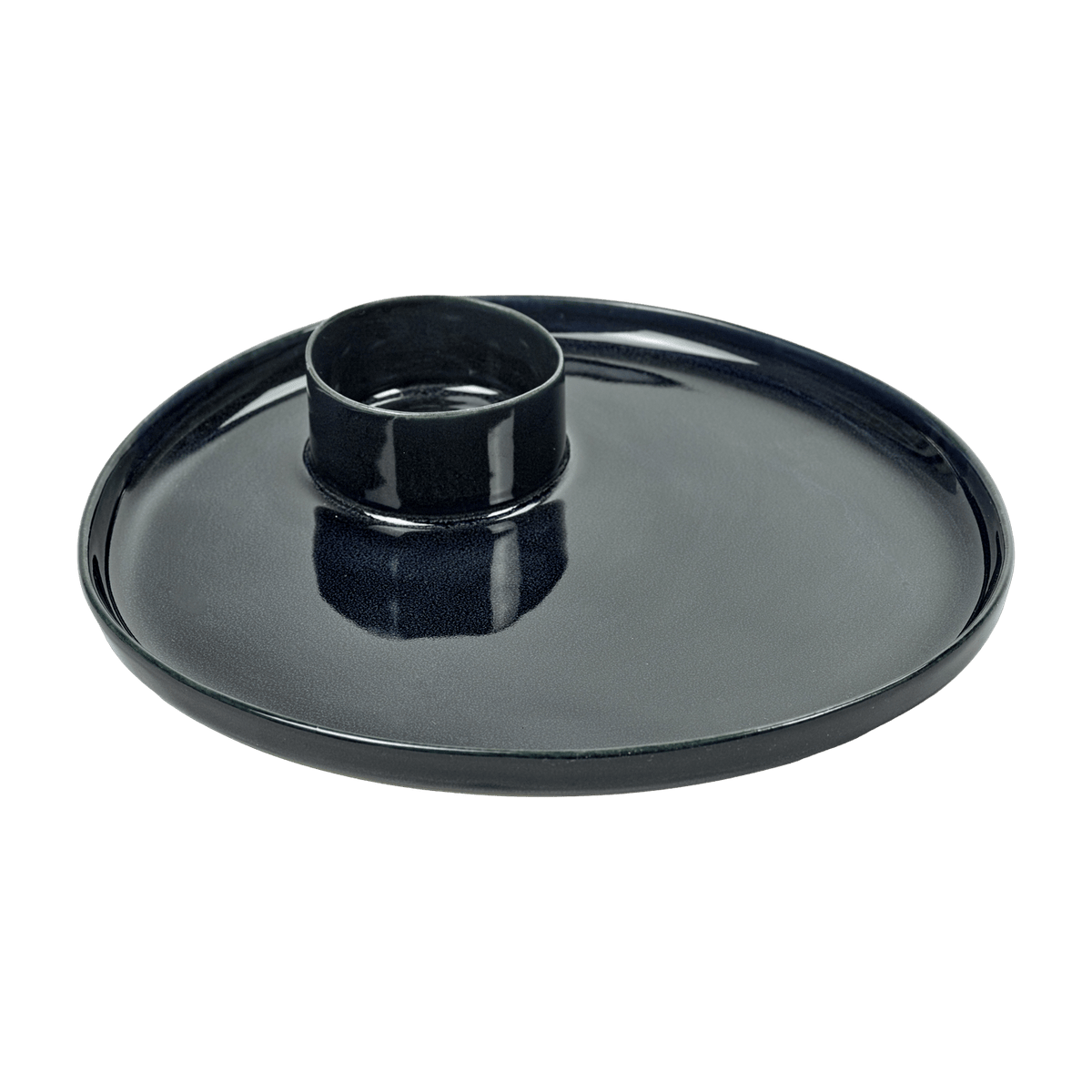 Large flat tapas plate in navy blue stoneware 15 cm - Serax - The Cool Republic