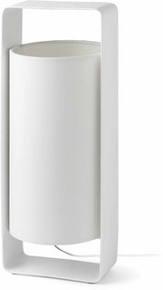 Grande lampe de table en métal blanc et tissu beige 16 x 15 x 40 cm Lula - Faro Barcelona - The Cool Republic