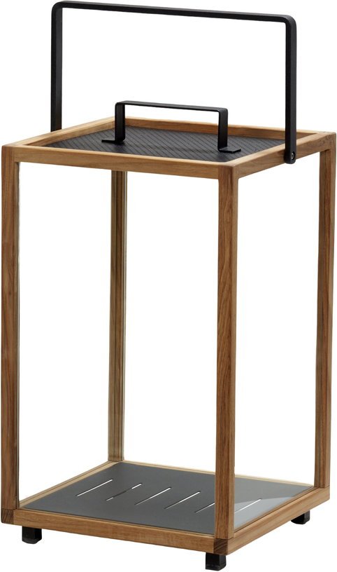 Grande lanterne en teck et aluminium noir Lighthouse - Cane - Line - The Cool Republic