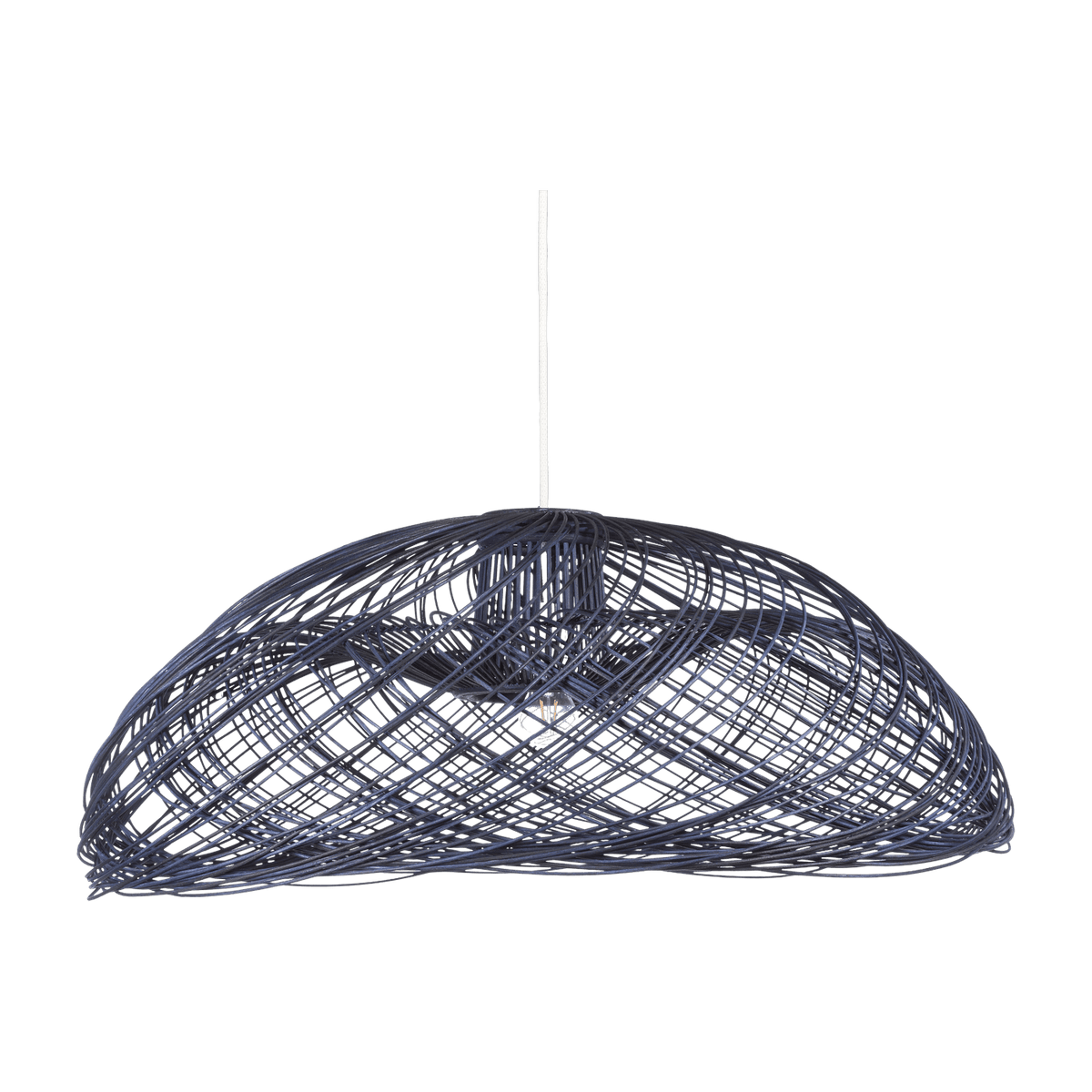 Grande suspension rotin bleue Satelise - Forestier - The Cool Republic
