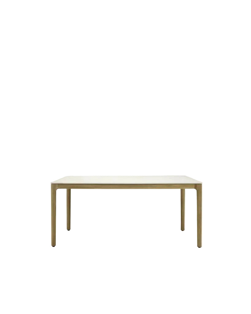 Rectangular outdoor dining table in teak and white ceramic 180x90cm Elko - Vincent Sheppard