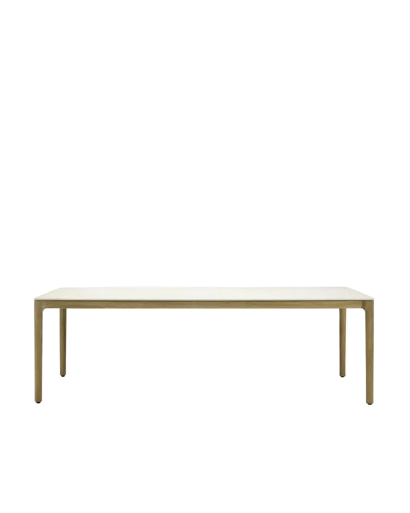 Rectangular outdoor dining table in teak and white ceramic 300x100cm Elko - Vincent Sheppard