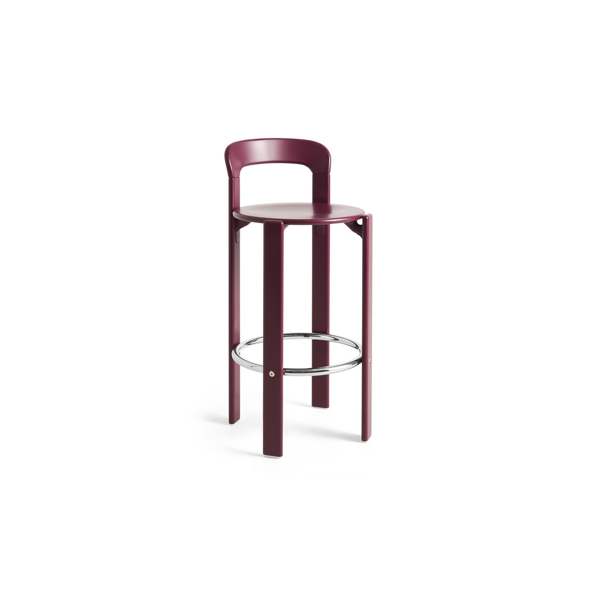 Chaise de bar en acier et plaquage hêtre bordeaux 75cm Rey - Hay