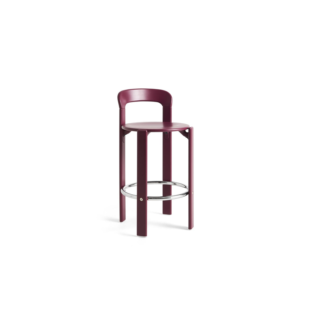 Chaise de bar en hêtre laqué bordeaux 65cm Rey - Hay