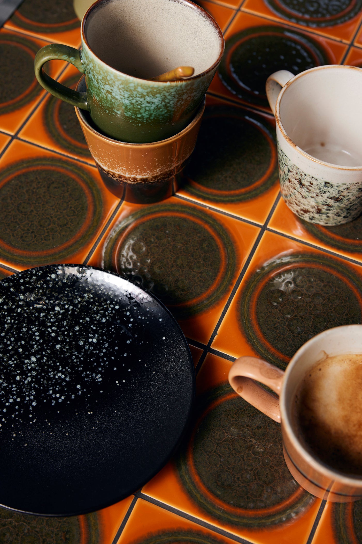 Coffee cup in orange stoneware 270ml Americano Vaisselle 70s - HKLIVING