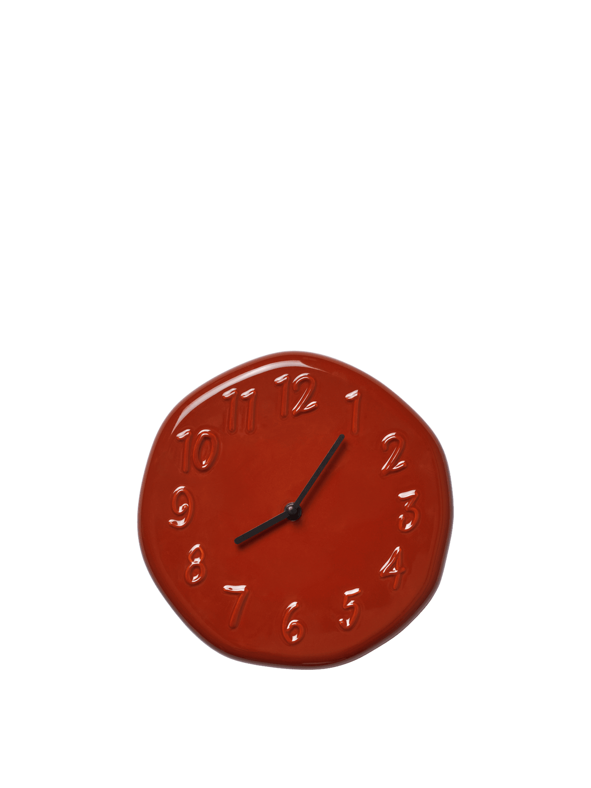 Horloge murale en grès émaillé rouge 25 cm Loopi - Ferm Living - The Cool Republic