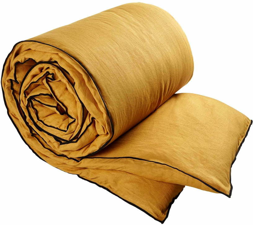 Housse De Bout De Lit Carlina Jaune Ocre Et Bourdon Noir - Madura - The Cool Republic