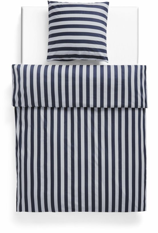 Housse de couette à rayures bleu nuit et gris clair 140 x 220 cm Été - HAY - The Cool Republic