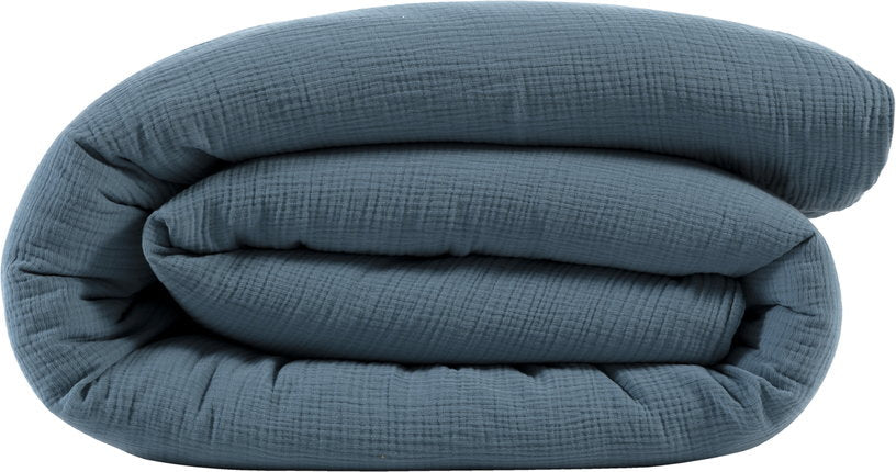 Housse de couette bleue en gaze de coton 140 x 200 cm - The Cool Republic - The Cool Republic
