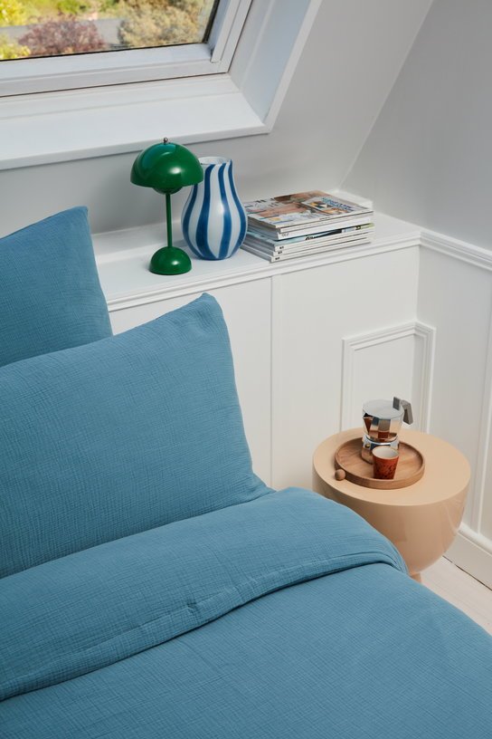 Housse de couette bleue en gaze de coton 260 x 240 cm - The Cool Republic - The Cool Republic