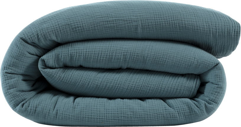 Housse de couette bleue en gaze de coton 260 x 240 cm - The Cool Republic - The Cool Republic