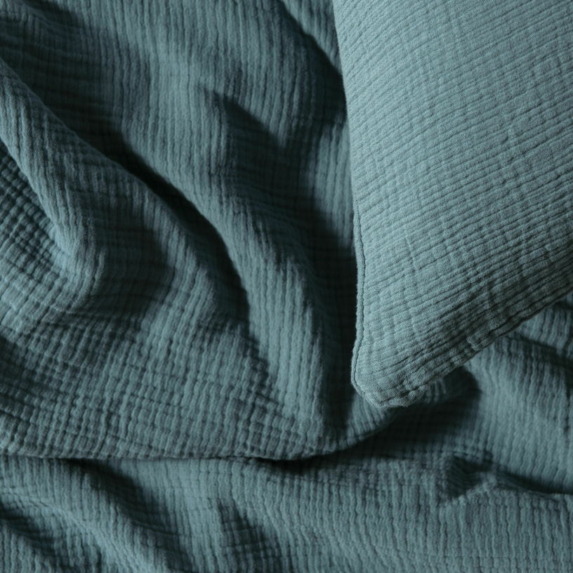 Housse de couette bleue en gaze de coton 260 x 240 cm - The Cool Republic - The Cool Republic