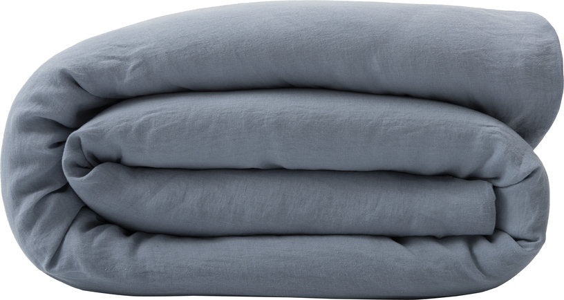 Housse de couette gris bleu en lin lavé 240 x 220 cm - The Cool Republic - The Cool Republic