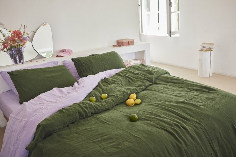 Housse de couette sapin en lin lavé 140 x 200 cm - The Cool Republic - The Cool Republic