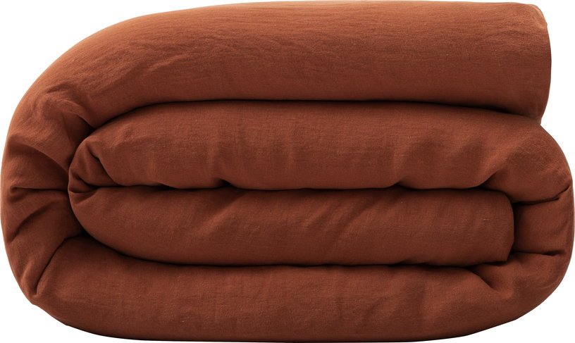 Housse de couette terracotta en lin lavé 260 x 240 cm - The Cool Republic - The Cool Republic