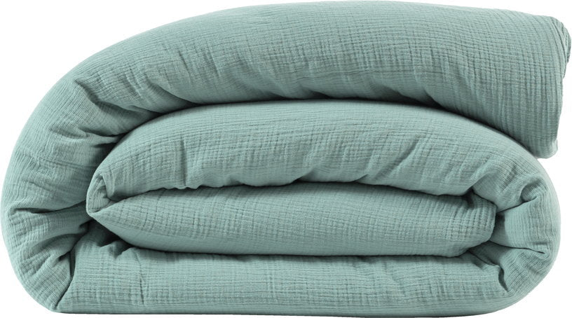Housse de couette turquoise en gaze de coton 200 x 200 cm - The Cool Republic - The Cool Republic