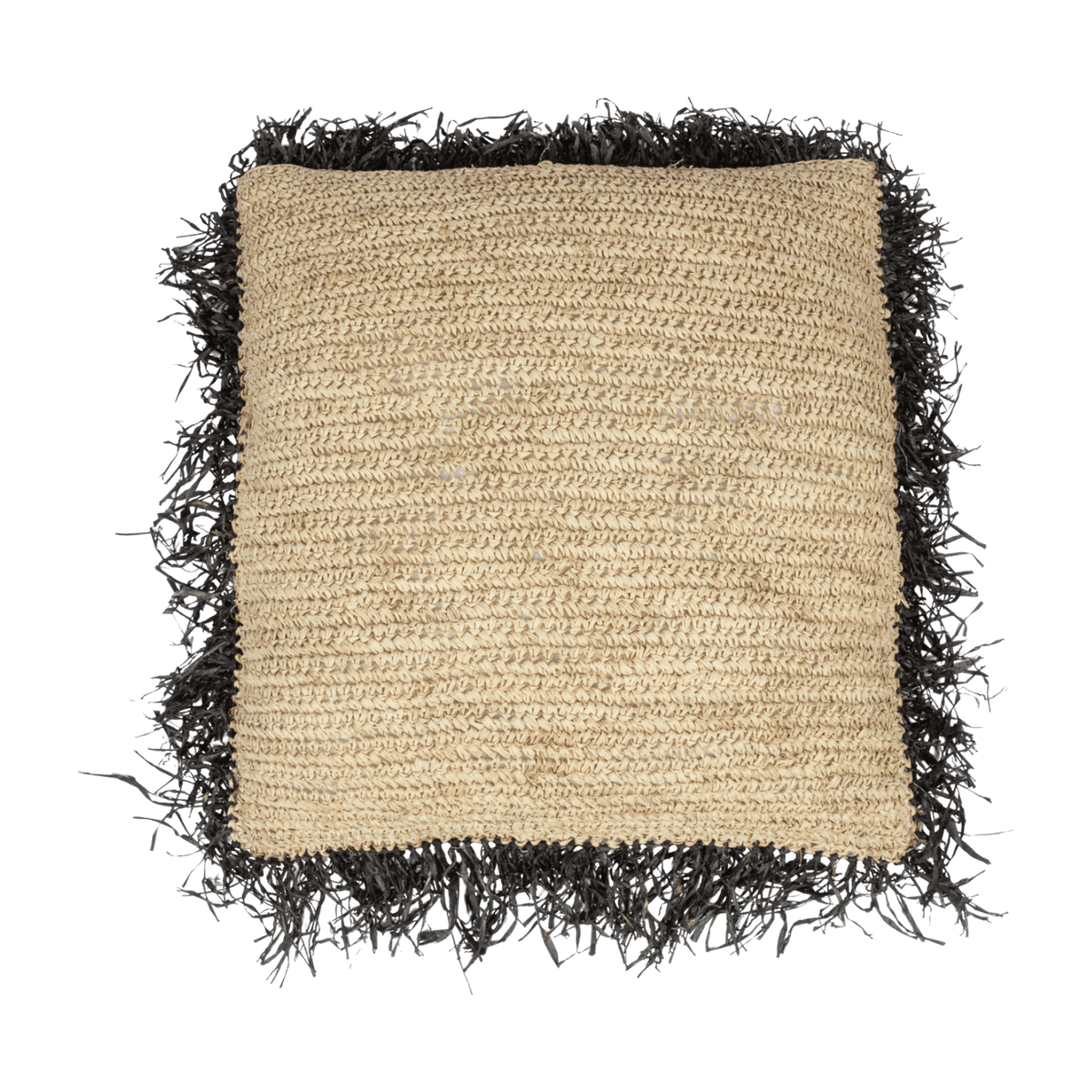 Housse de coussin 60 x 60 cm en Raphia naturel noir - Bazar Bizar - The Cool Republic