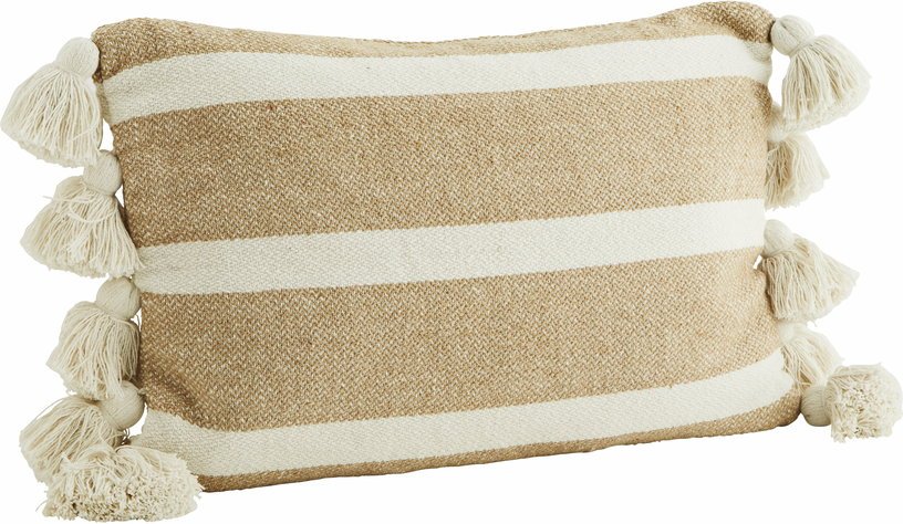 Housse de coussin à rayures avec pompons - Madam Stoltz - The Cool Republic