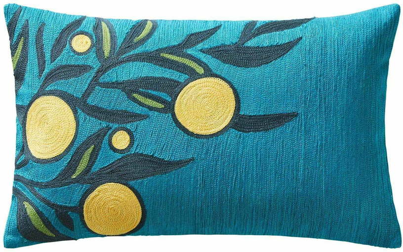 Housse de coussin en coton bleu turquoise et jaune 47 x 28 cm Citrus - Madura - The Cool Republic