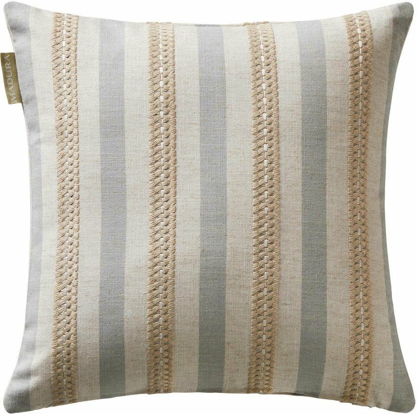 Housse De Coussin Felicie Naturel Et Bleu - Madura - The Cool Republic