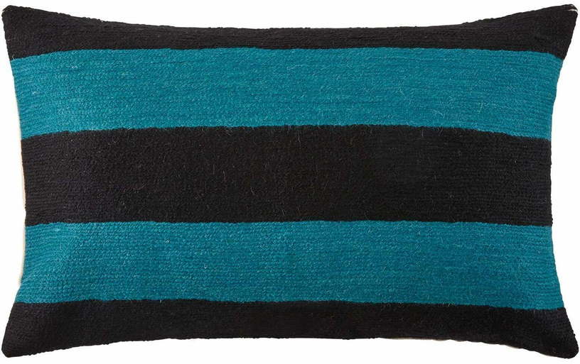 Housse De Coussin Horizona Noir Et Bleu Canard - Madura - The Cool Republic