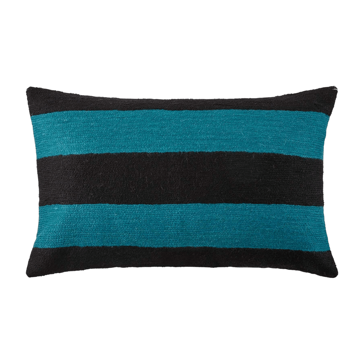 Housse De Coussin Horizona Noir Et Bleu Canard - Madura - The Cool Republic