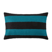 Housse De Coussin Horizona Noir Et Bleu Canard - Madura - The Cool Republic