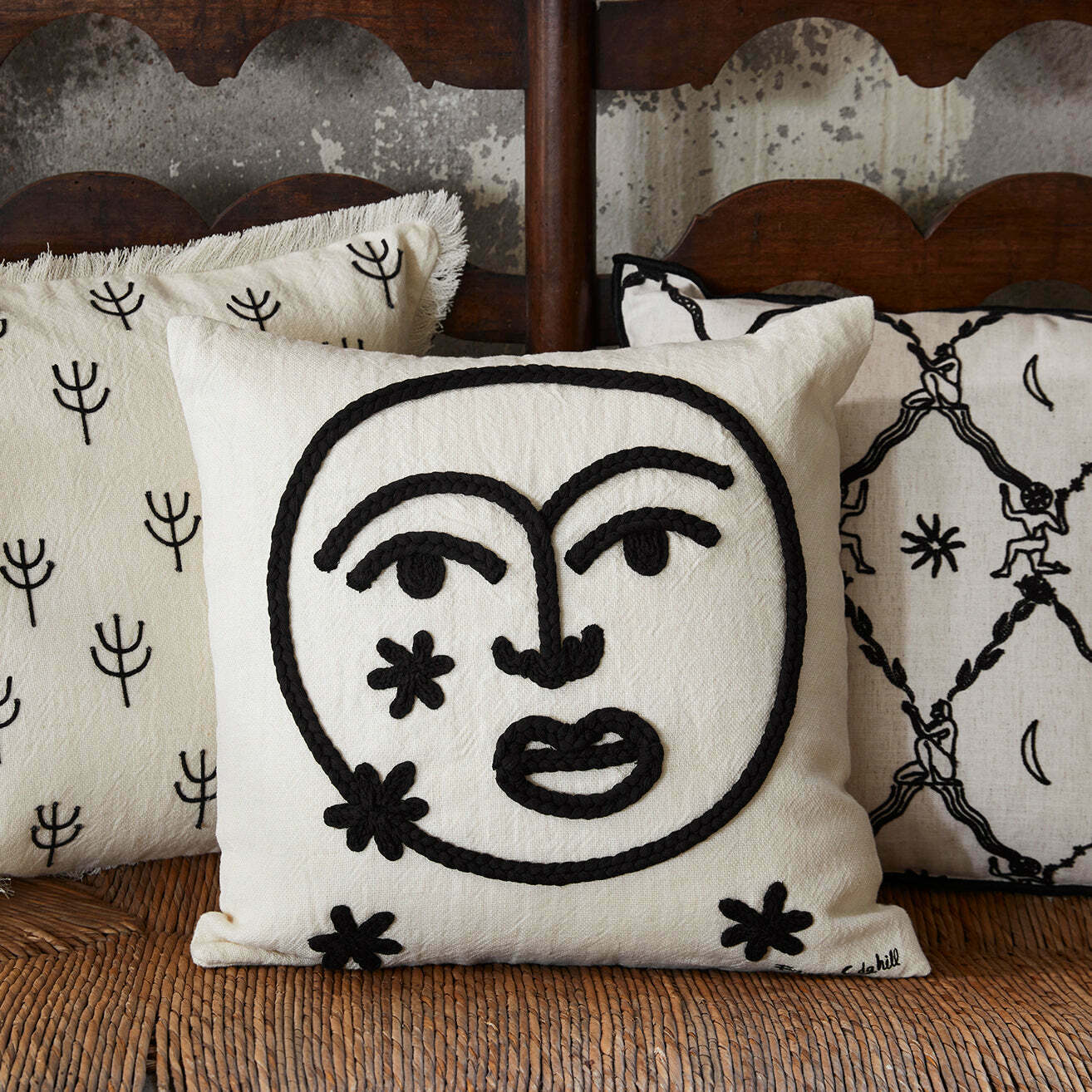 Housse De Coussin Moon Naturel Et Noir - Madura - The Cool Republic