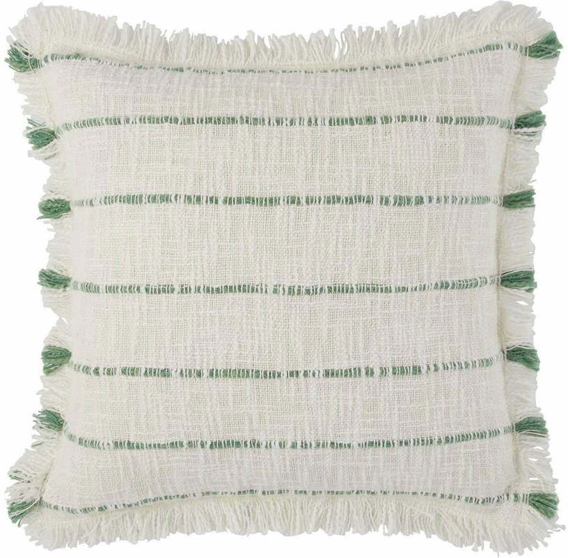 Housse De Coussin Taha Blanc Cassé Et Vert - Madura - The Cool Republic