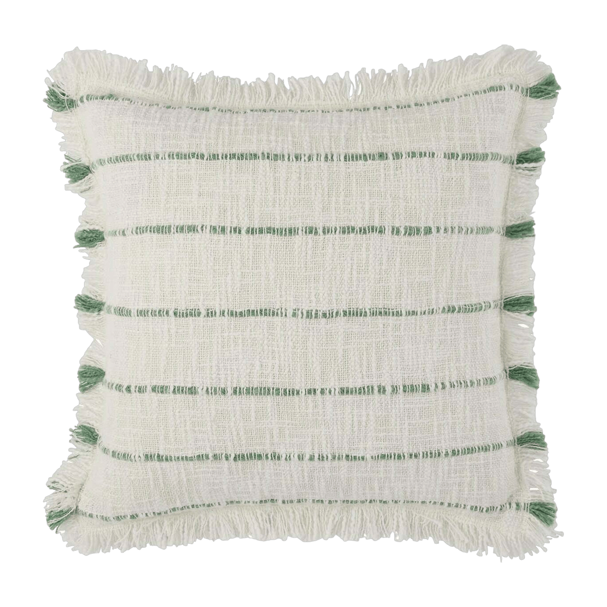 Housse De Coussin Taha Blanc Cassé Et Vert - Madura - The Cool Republic