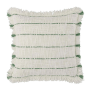 Housse De Coussin Taha Blanc Cassé Et Vert - Madura - The Cool Republic