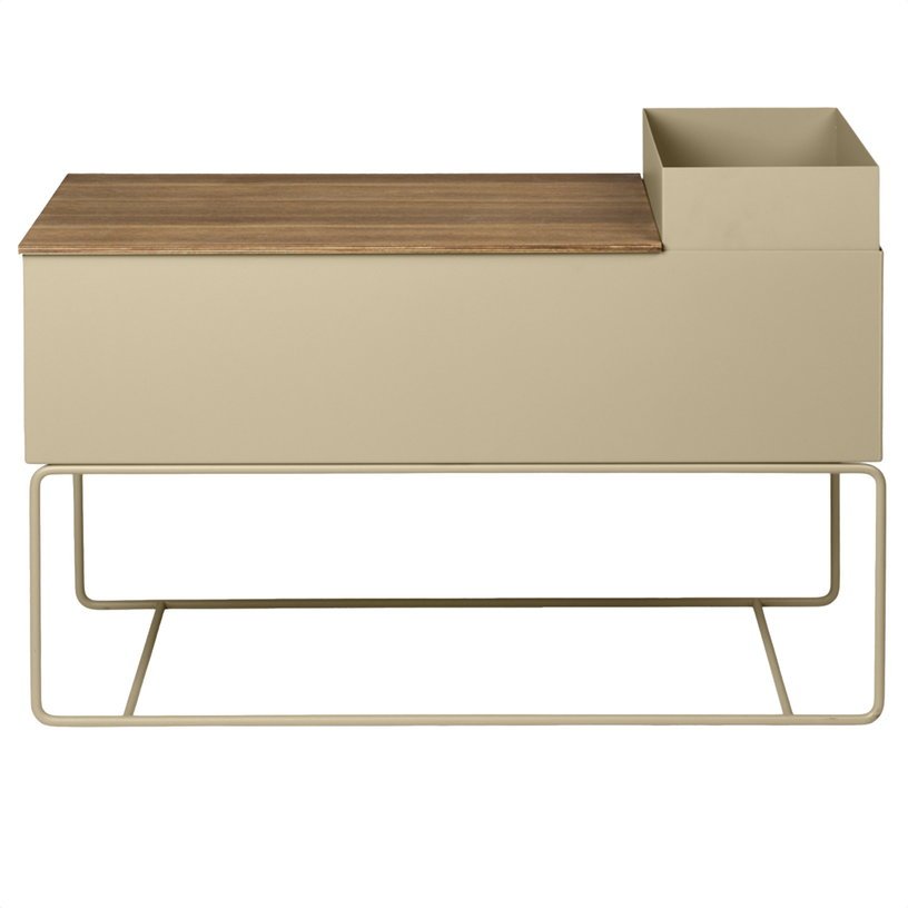 Jardinière avec pieds bas en métal beige Plant Box - Ferm Living - The Cool Republic