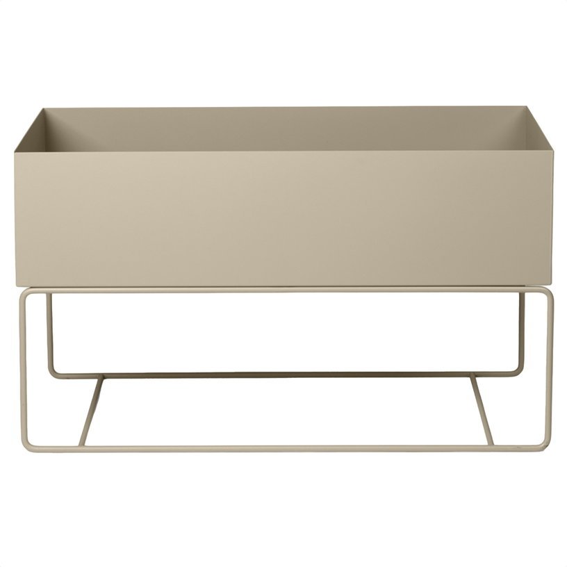 Jardinière avec pieds bas en métal beige Plant Box - Ferm Living - The Cool Republic